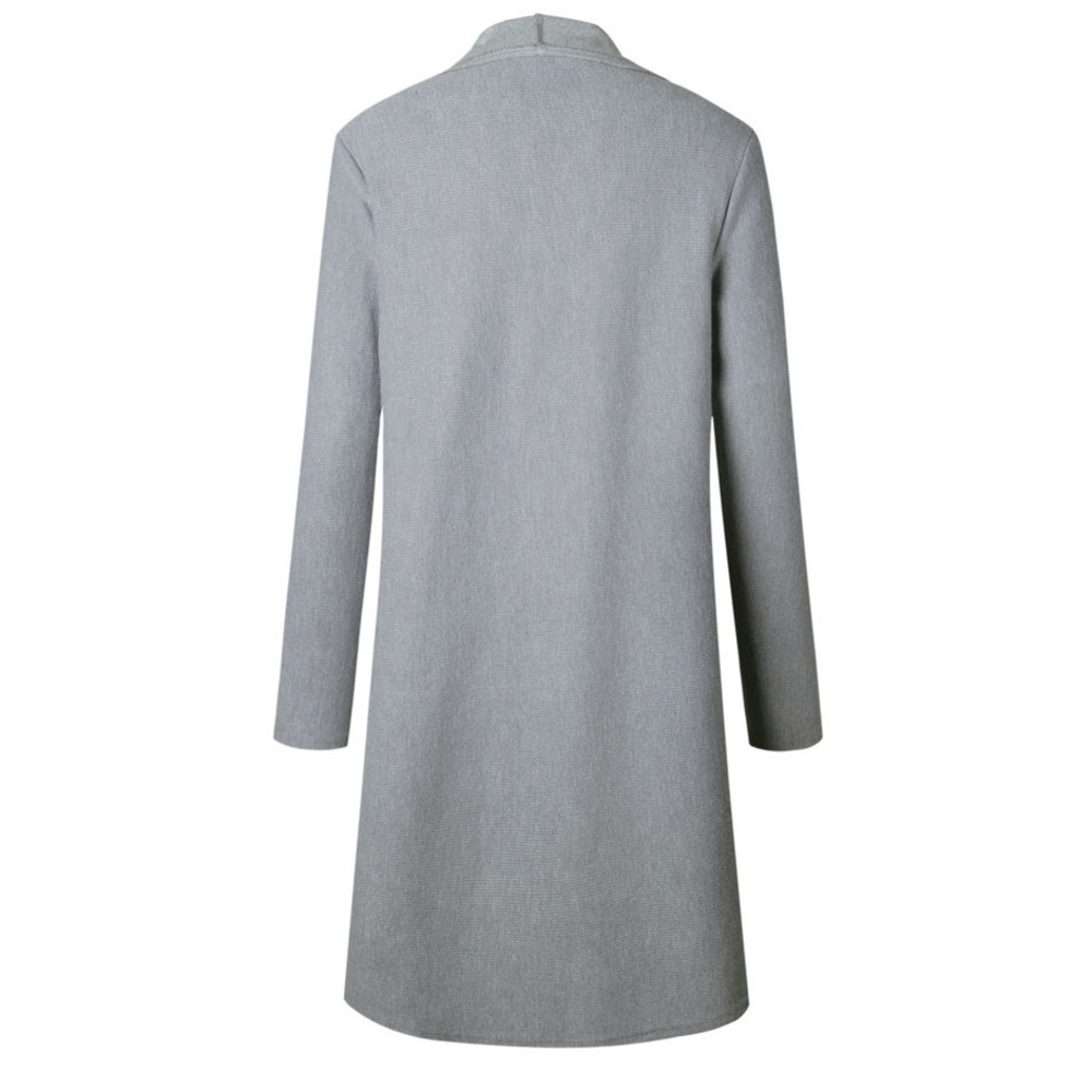Open Drape Front Long Cardigan Coat w Pockets - Picture 3 of 4